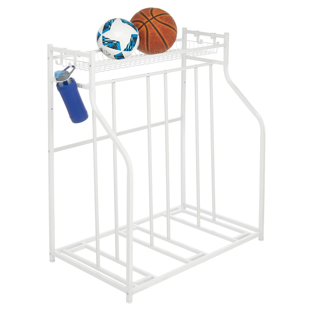 mDesign Free-standing Metal Bike Rack with Storage Shelf for Garage